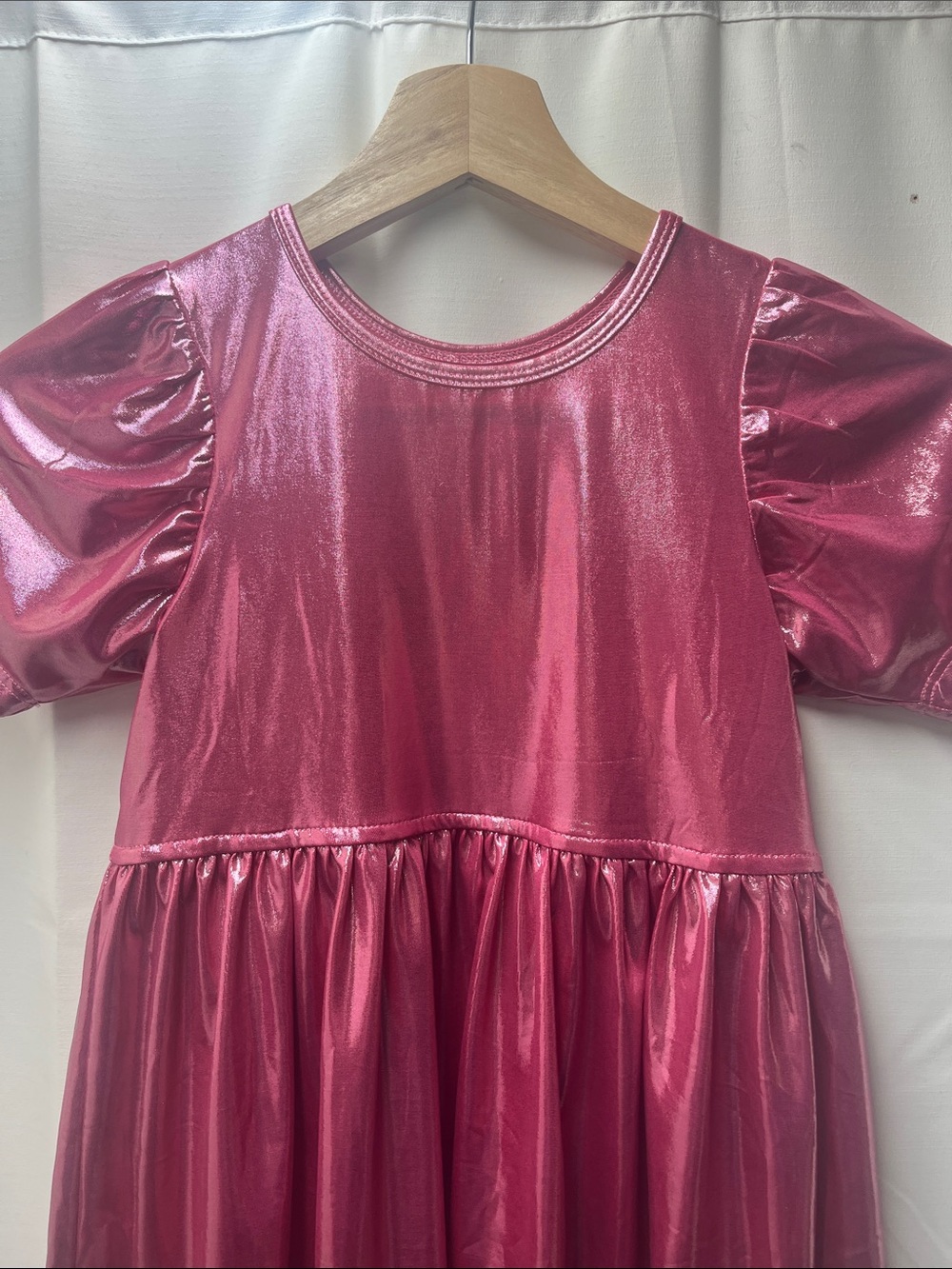 Pink Chicken Metallic Pink Shimmer Lame Steph Dress- Size 7Y - Picture 3 of 5